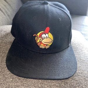 Nintendo donkey, Kong, black, snapback hat